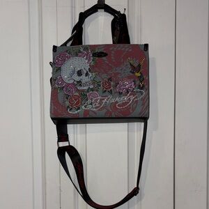 Ed Hardy Embellished Skull Crossbody Bag - Pink